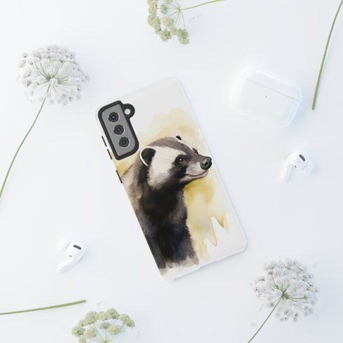 Badger on a Yellow Background - Impact Resistant Phone Case